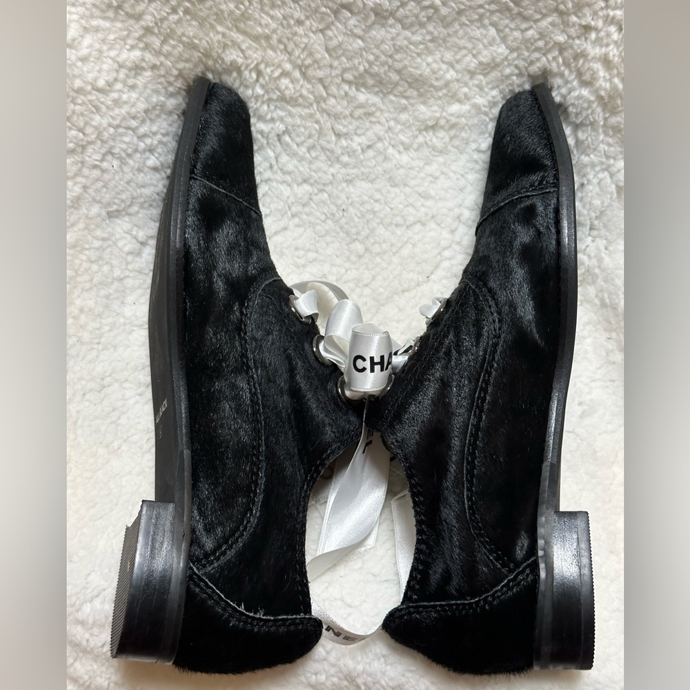 All Black Brand Cowman Lace Up Oxfords Shoes Sz39 w/Authenticate CHANEL Ribbons - Picture 8 of 9